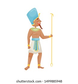 Man in the costume of the Egyptian pharaoh. Vector illustration on a white background.
