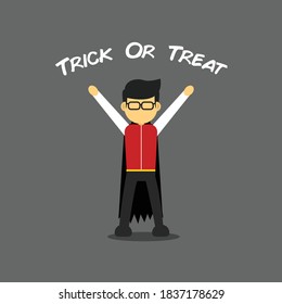 Man costume vampire vector isolated in gray. Trick or treat concept.