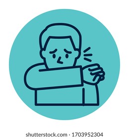 man with cough in frame circular vector illustration design
