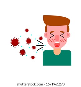 A Man Cough, Virus Spread Through Droplet Transmission