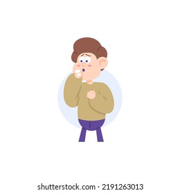 a man coughing. cough with phlegm or cough without phlegm. health problems. character illustration concept design