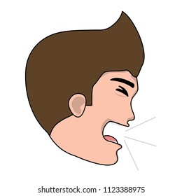 man coughing design