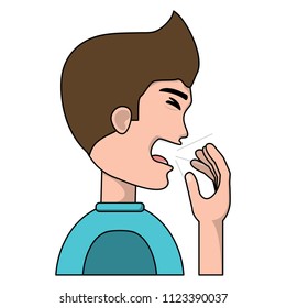 man coughing design