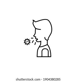 Man coughing flat vector icon in water pack on white background