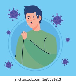 man coughing sick of coronavirus 2019 ncov vector illustration design