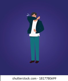 man coughing or sneezing illustration vector