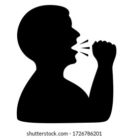 Man coughing vector icon isolated on white background