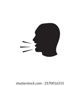 man coughs icon black and white vector outline sign