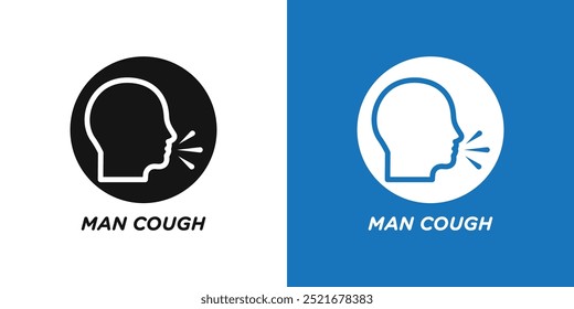 man coughs icon Flat vector set outline