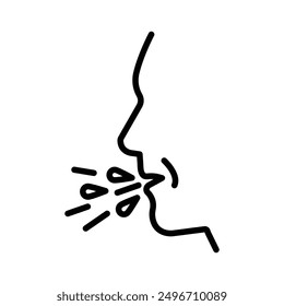 Hombre tose icono lineal logo marca en blanco y negro
