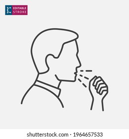 Man coughs icon in simple design. Editable stroke. Vector illustration.