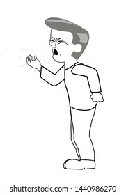 man coughs,a painful condition. vector image.