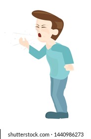 man coughs,a painful condition. vector image.