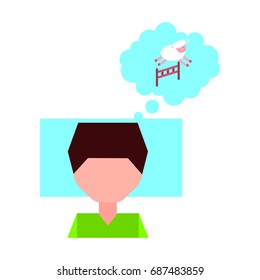 Man counting sheep to sleep