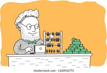 The man counts the money.