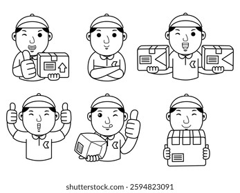 	
man courier cartoon character line art