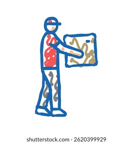 man courier doodle icon sketch vector. man courier sign. isolated symbol illustration