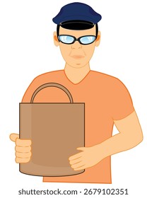 Männlicher Kurier auf weißem Hintergrund ist isoliert