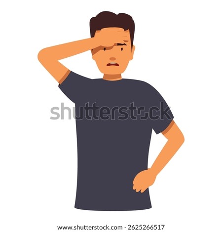 Man covering face with hand expressing shame or regret, making facepalm gesture, feeling ashamed or disappointed