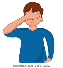 Man covering his eyes with his hands.
Cartoon People Vector Illustration