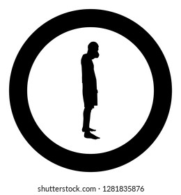 Man covering his mouth Silhouette concept close mouth shock grief icon black color vector illustration flat style simple imagein circle round