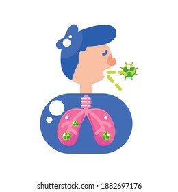 man with covid 19 virus in lungs design of 2019 ncov cov and coronavirus theme Vector illustration
