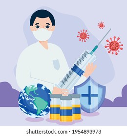 man with covid virus vaccine