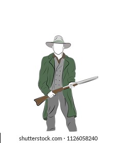 man is a cowboy. stands with a gun. vector illustration.