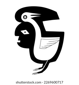 Man and crane, figure-ground perception, detail of an ancient Mimbres pot motif. Perceptual grouping, a vital necessity for recognizing objects through vision and to identify a figure from background.
