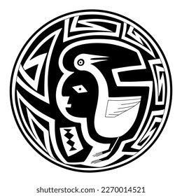 Man and crane, Mangas-Mimbres pottery motif, ca. 1000 CE, showing figure-ground reversal. Perceptual grouping, a necessity for recognizing objects through vision, to identify a figure from background.