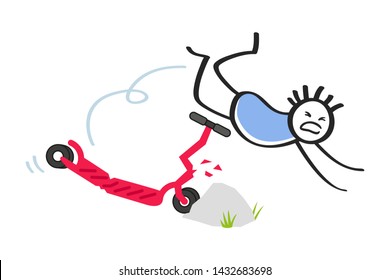 Man crashing electric scooter heading over handlebars