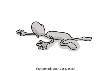 Man Crawling On The Ground. Cartoon. Vector.