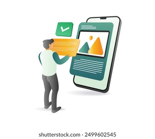 Man creating an informative blog article