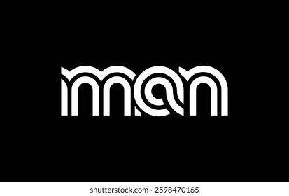 MAN Creative Unique Modern Letter Logo Design. Stylized logo featuring a unique letter design, presenting abstract minimalist aesthetics and modern appeal.
