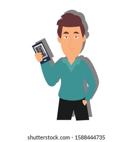 Man with credit card concept. Creative people idea design. Flat vector for web page, brochure or presentation. 