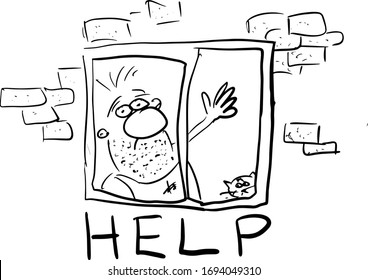 man cries for help during self isolation and lockdown