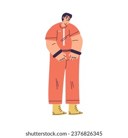 Man Criminal and Bandit Character in Orange Outfit with Chain Vector Illustration