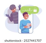 Man Criminal Commit Crime and Theft Vector Illustration