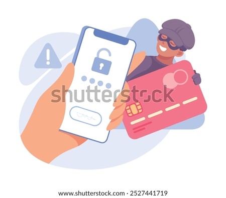 Man Criminal Commit Crime and Theft Vector Illustration