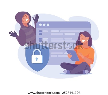 Man Criminal Commit Cyber Crime and Theft Vector Illustration