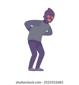 Man Criminal in Mask Commit Crime and Theft Vector Illustration