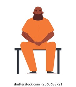 man criminal sits in prison isolated