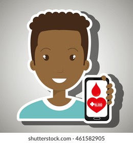 man crooss smartphone graphic vector illustration eps 10