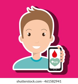 man crooss smartphone graphic vector illustration eps 10