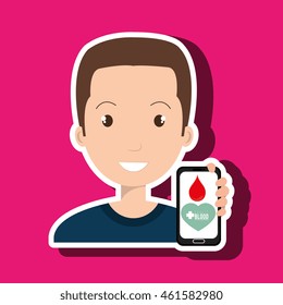 man crooss smartphone graphic vector illustration eps 10