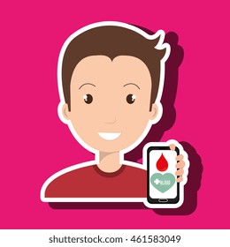 man crooss smartphone graphic vector illustration eps 10