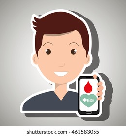 man crooss smartphone graphic vector illustration eps 10