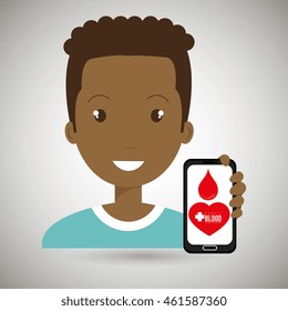 man cross smartphone graphic vector illustration eps 10