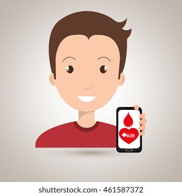 man cross smartphone graphic vector illustration eps 10