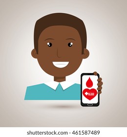 man cross smartphone graphic vector illustration eps 10